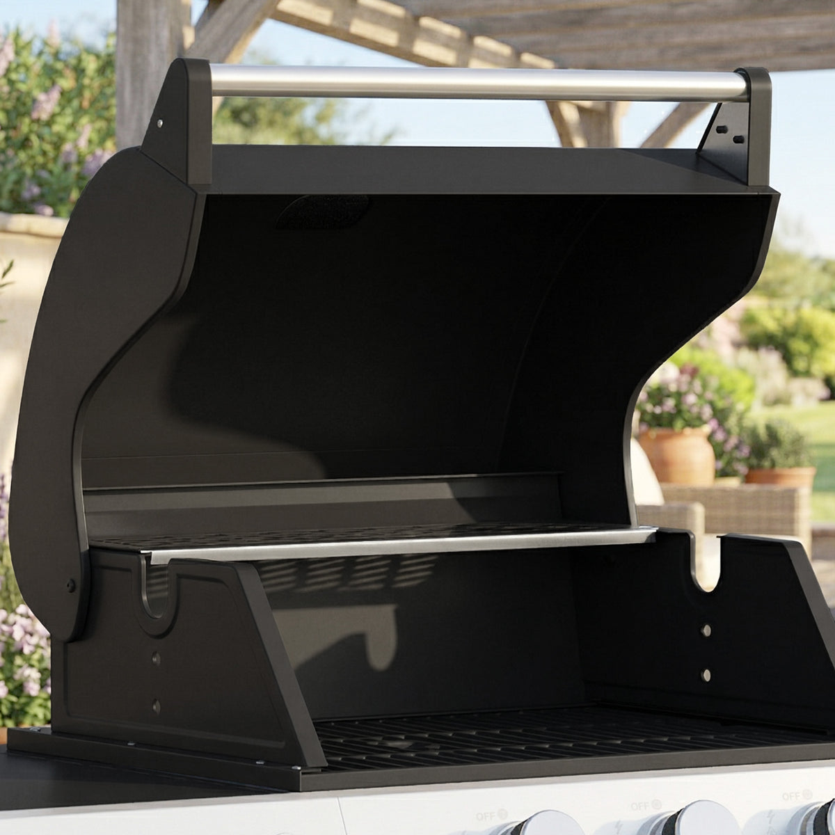 Barbacoa De Gas Outsunny Acero Inoxidable, Metal Negro 109x50x109 Cm_5