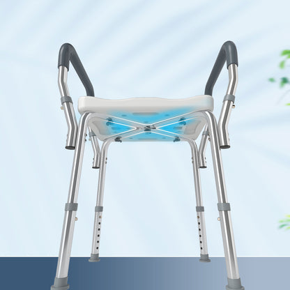 Taburete De Ducha Homcom Aluminio Azul Y Blanco 52x45x69 Cm_3