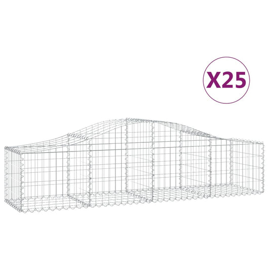 Cestas De Gaviones 25 Uds Forma De Arco Hierro 200x50x40/60 Cm_0