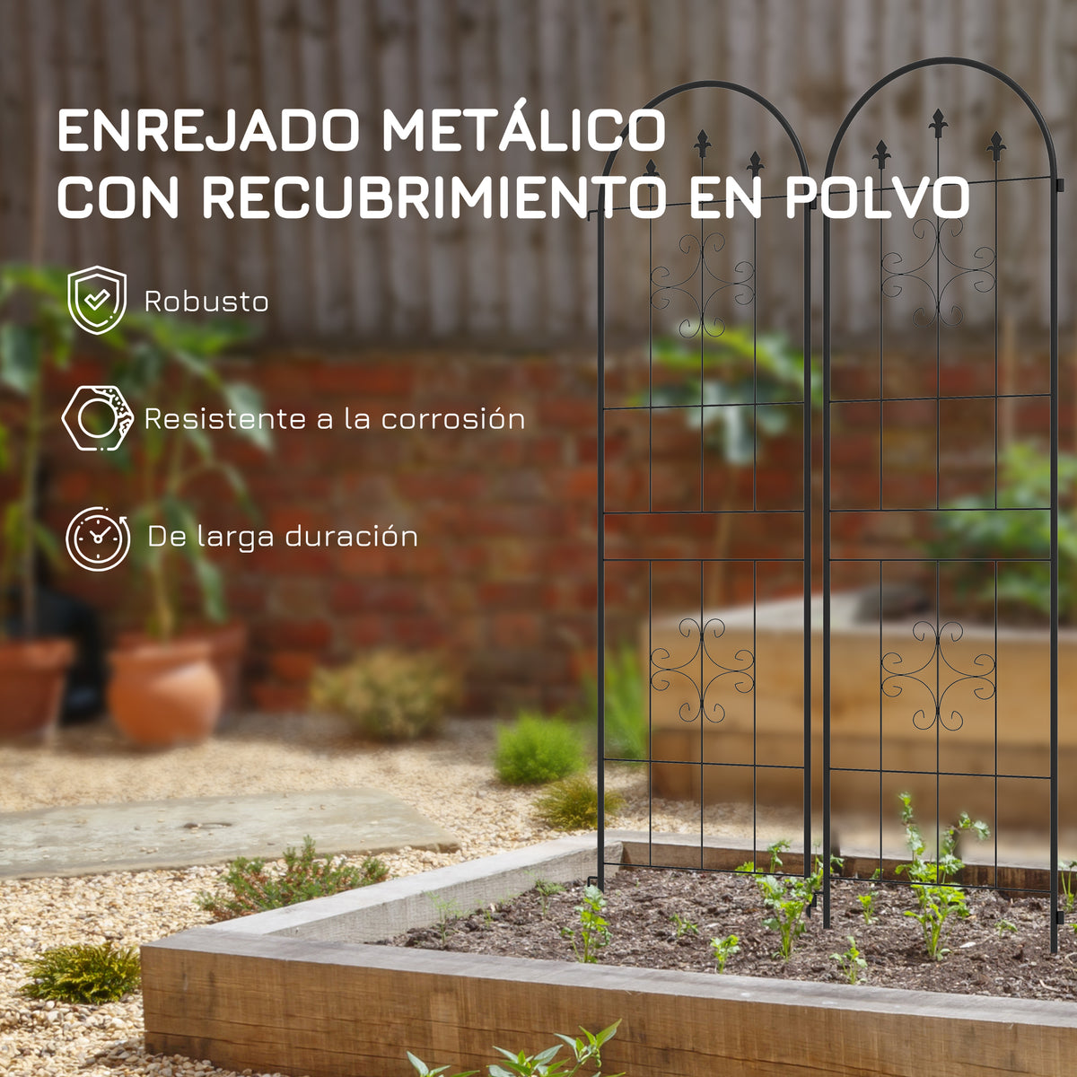 Enrejados De Jardín Outsunny Acero Negro 50x180 Cm_5