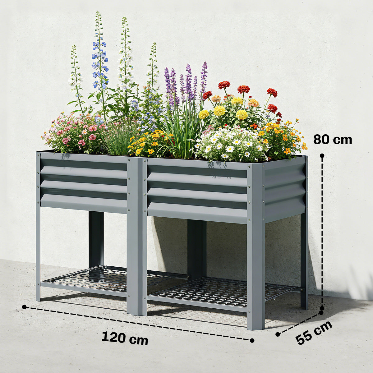Mesa De Cultivo Outsunny Metal Galvanizado Gris 120x55x80 Cm_2