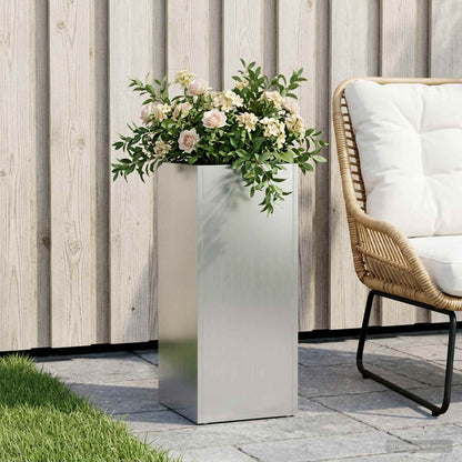 Macetero De Jardín Plateado 20 X 20 X 50 Cm Acero Galvanizado_1