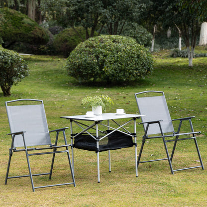 Mesa De Camping Outsunny Aluminio, Tela Oxford Plata 70x70x69 Cm_1