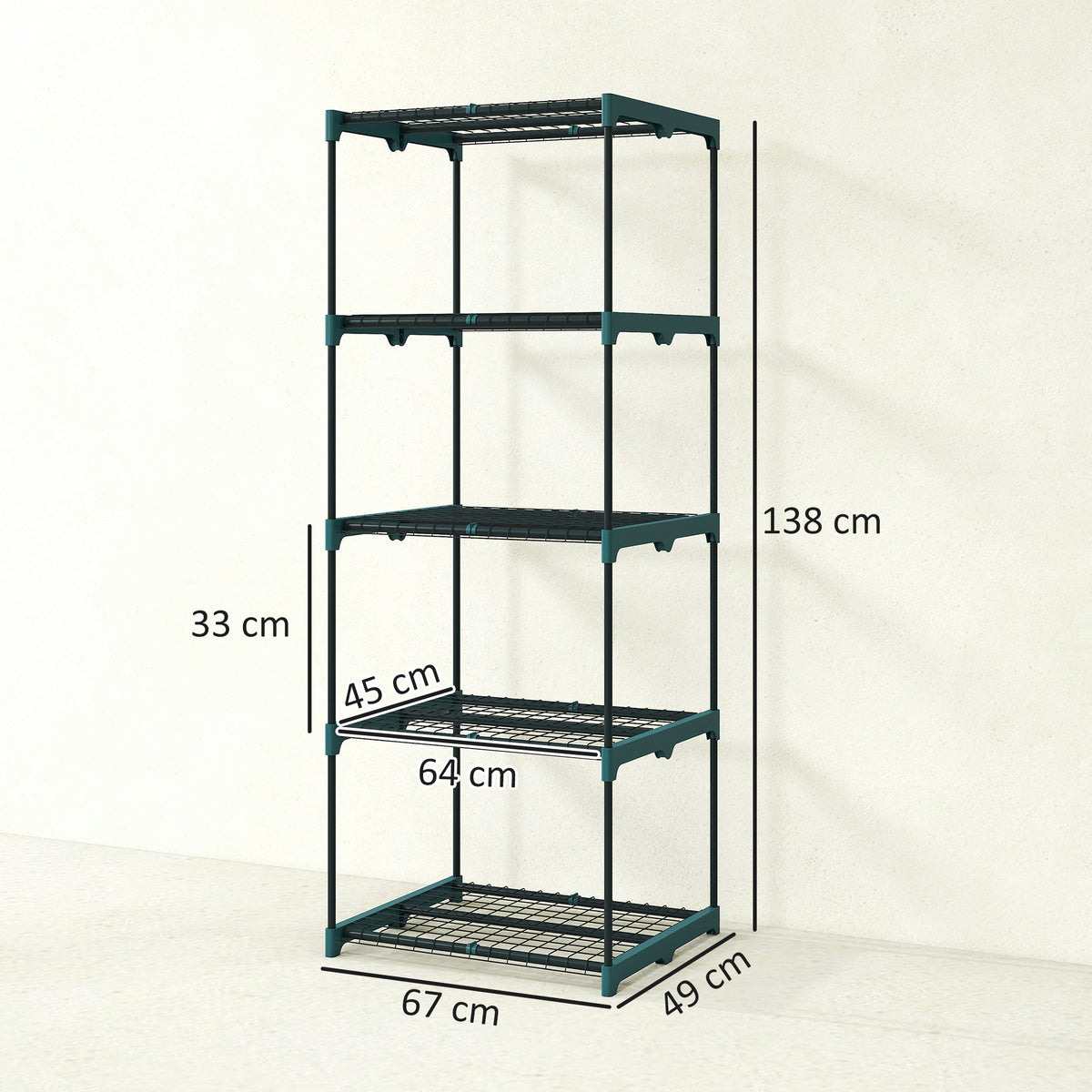 Soporte Para Plantas Outsunny Acero, Pp Verde Oscuro 67x49x138 Cm_2