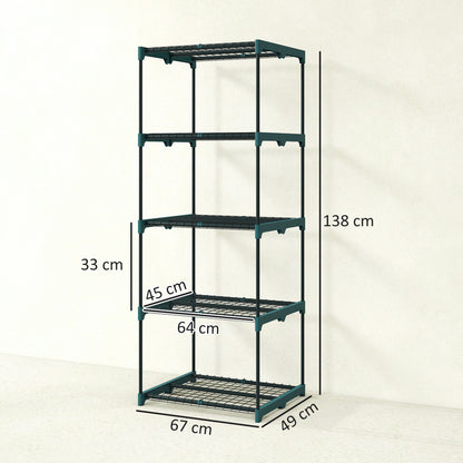 Soporte Para Plantas Outsunny Acero, Pp Verde Oscuro 67x49x138 Cm_2