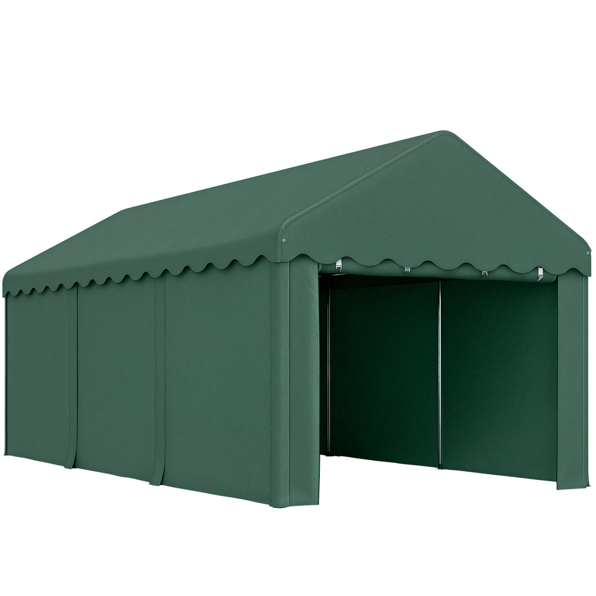 Garaje Exterior Coche Outsunny Poliéster, Acero Galvanizado Verde 594x300x280 Cm_0