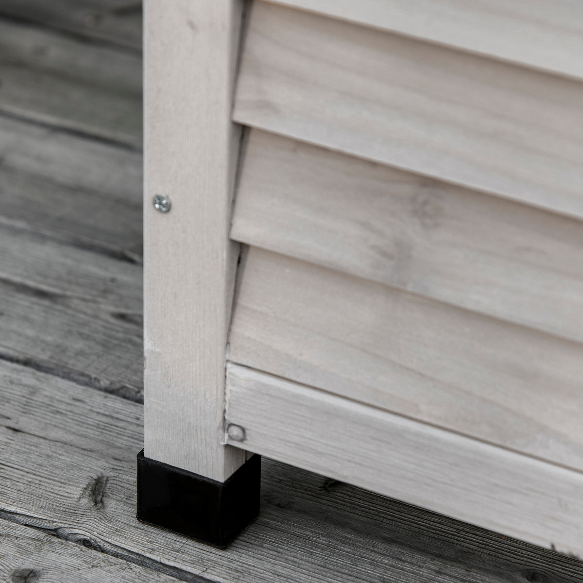 Baúl De Almacenaje Outsunny Madera De Abeto Gris 127x56x60 Cm_3