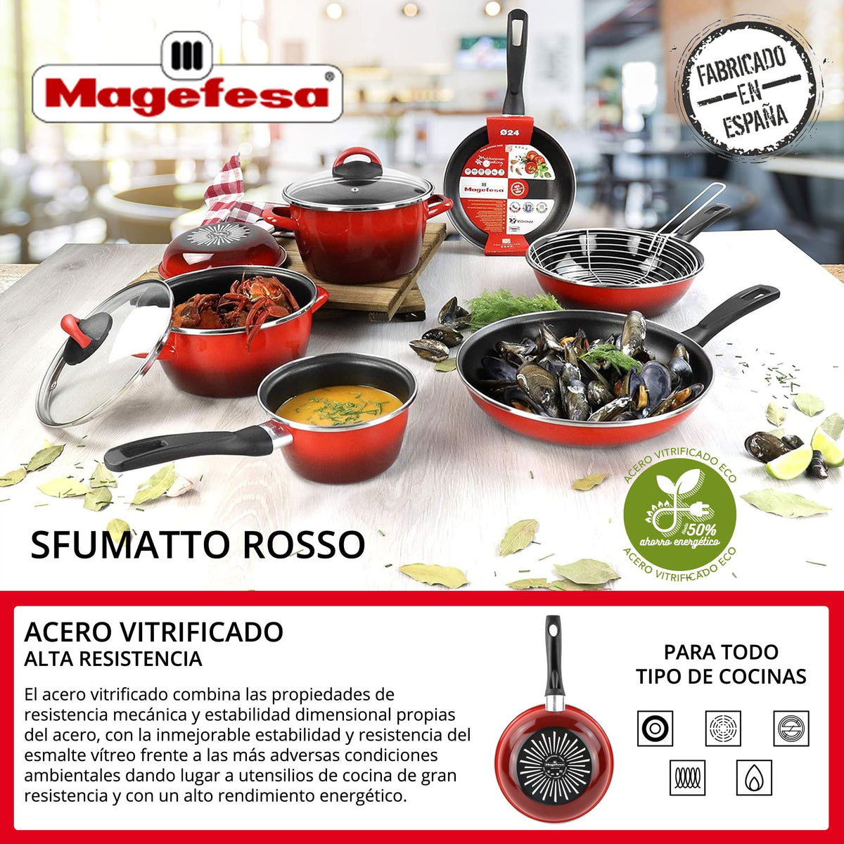 Cazo 'sr' Ø12cm Acero Esmaltado Rojo Magefesa_2