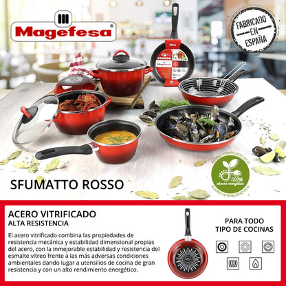 Cazo 'sr' Ø16cm Acero Esmaltado Rojo Magefesa_2