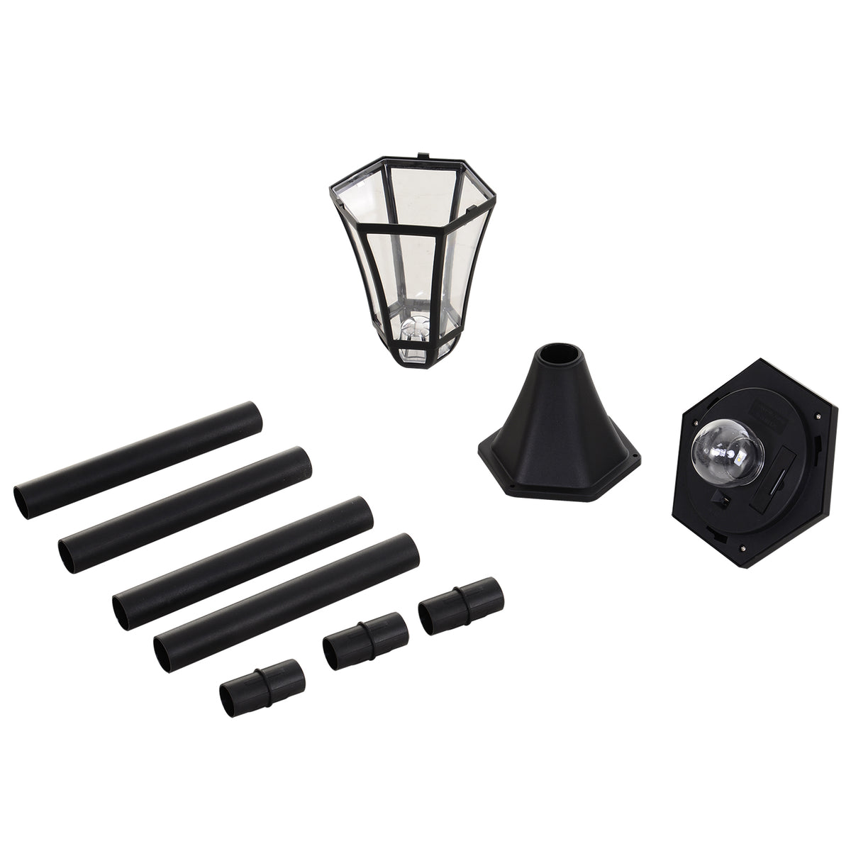 Faroles De Jardín Outsunny Abs Negro 18,5x18,5x129 Cm_4