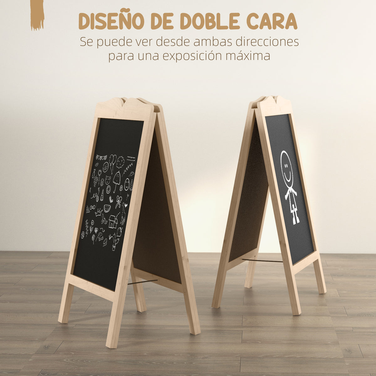 Pizarra Caballete Vinsetto Abeto, Mdf Madera Natural 51x60x101 Cm_5