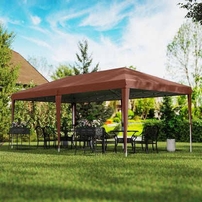 Carpa Plegable Outsunny Acero, Tela Oxford Café 585x295x270 Cm_1