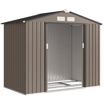 Cobertizo De Jardín Outsunny Acero Galvanizado Marrón 213x130x185 Cm_0