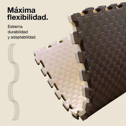 Tatami Puzzle 4cm 100x100cm, Pack 4 Unidades – Superficie 5 Líneas Marrón/beige Jowy_5