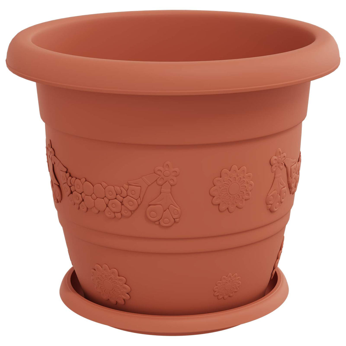 Macetas 24 Uds. Rojo Ladrillo Ø 30 X 25 Cm Plástico_0