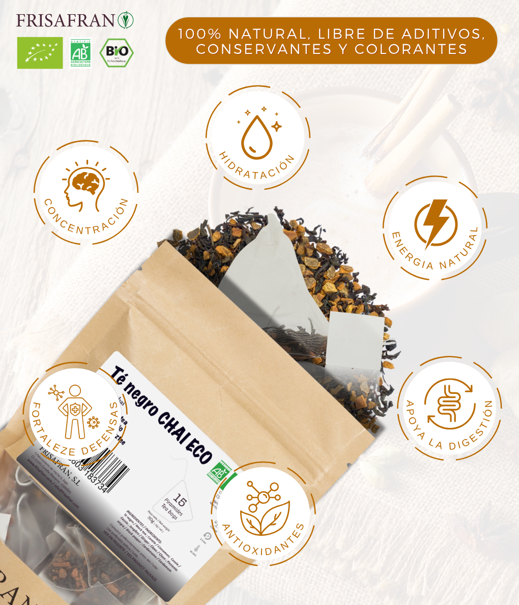 Té Negro Chai Ecológico Pirámides | Calidad | Frisafran 30 Uds_1