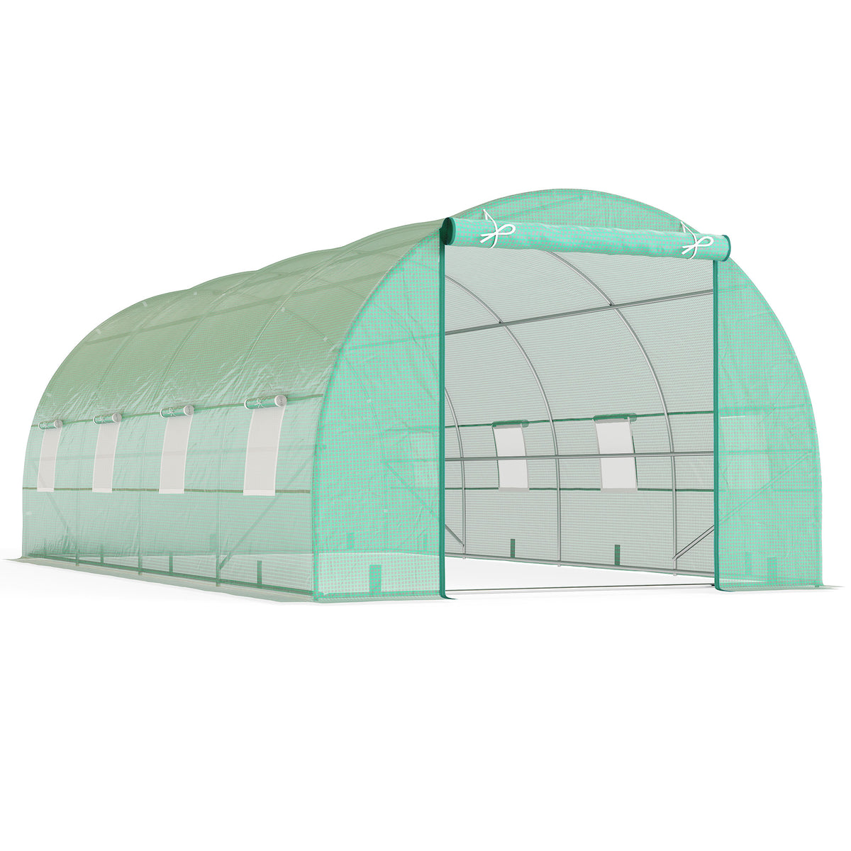 Invernadero De Túnel Con 8 Ventanas Outsunny 600x300x200 Cm Verde_0