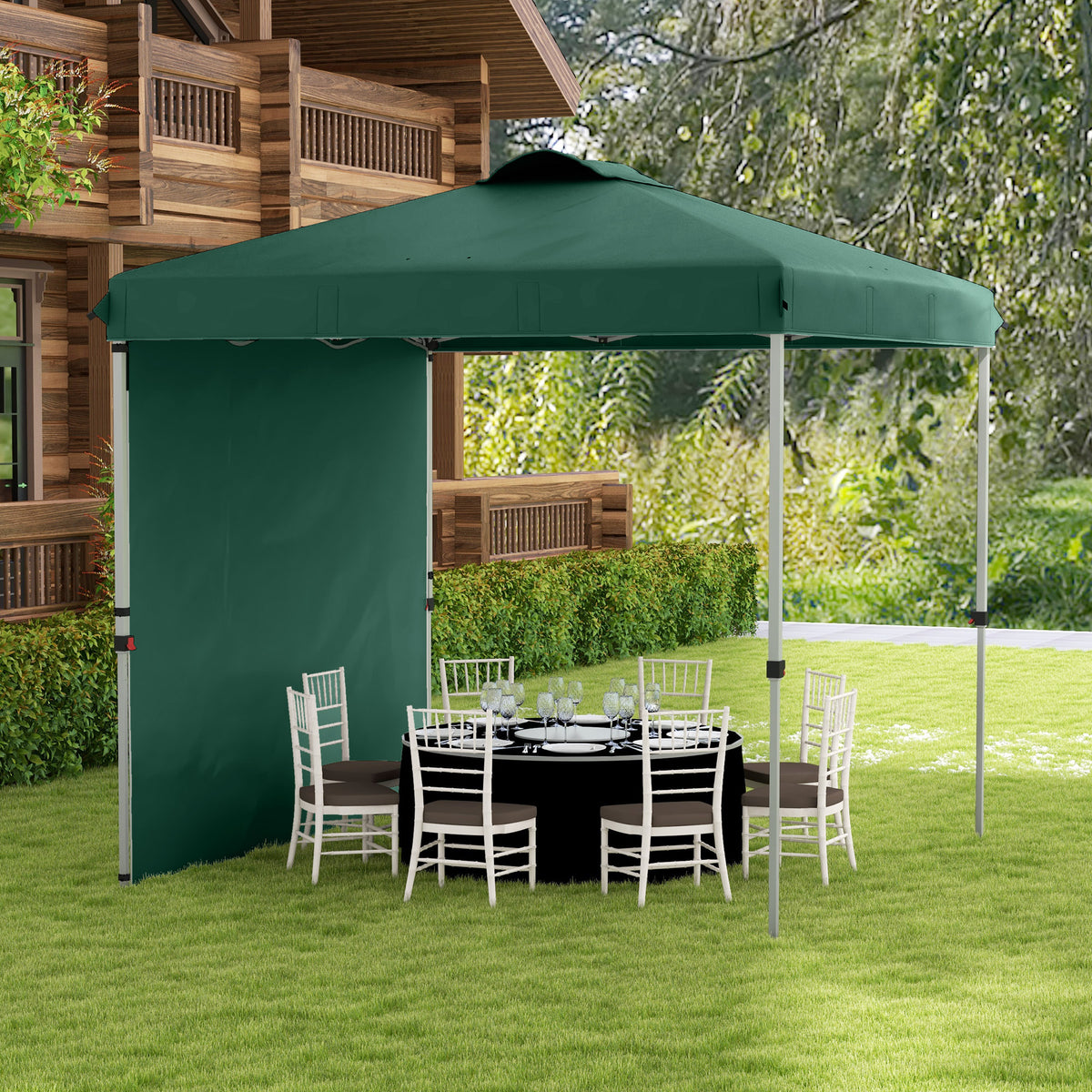 Carpa Plegable Outsunny Acero, Tela Oxford Verde 247x247x268 Cm_1
