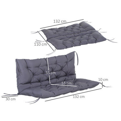 Cojín Para Banco Outsunny Poliéster, Algodón Gris Oscuro 120x110x12 Cm_2