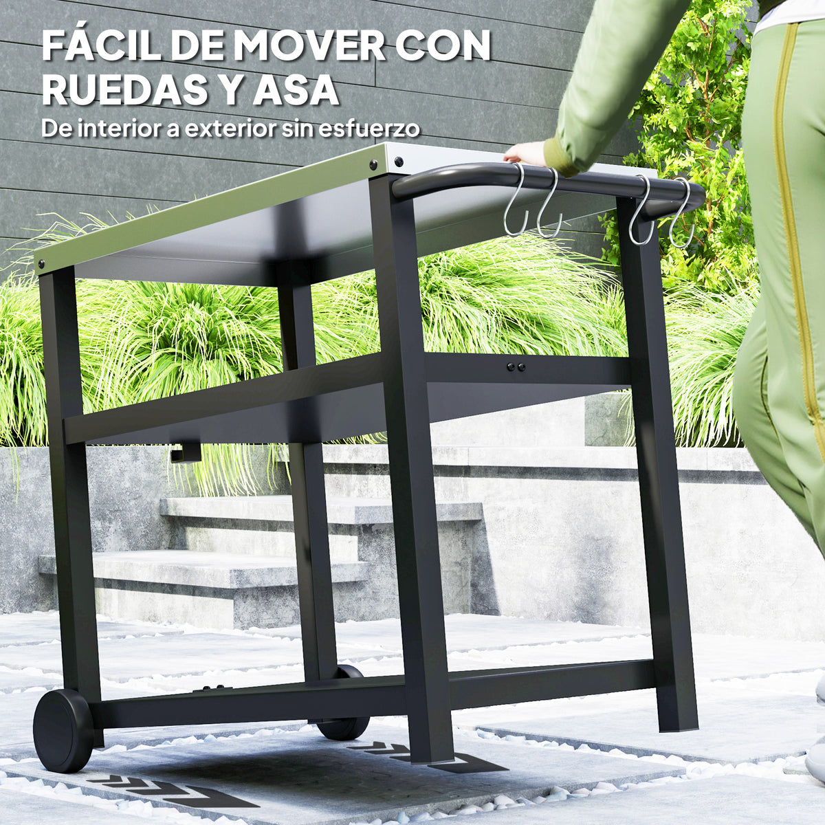 Carrito De Parrilla Outsunny Metal, Acero Inoxidable Gris Carbón 102x50x81 Cm_5