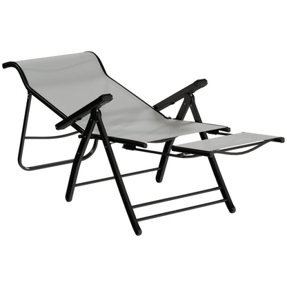 Sillas Plegables Reclinables Outsunny Metal, Textilene Gris Claro 179.5x63.5x60 Cm_4