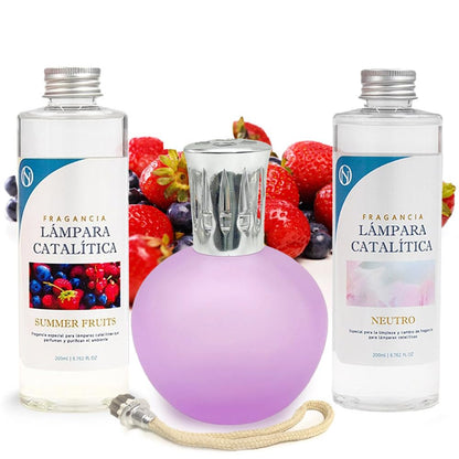 Pack Ahorro Lámpara Catalítica Fucsia Mate + Fragancia Summer Fruits 200ml + Limpiador Neutro 200ml + Mecha Repuesto_0