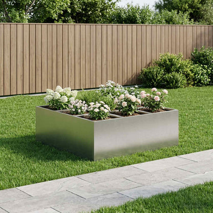 Macetero De Jardín Plateado 100 X 100 X 40 Cm Acero Inoxidable_1