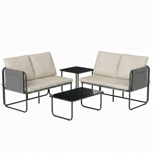 Muebles De Jardín Outsunny Acero, Textilene Caqui 113x64x71 Cm_0