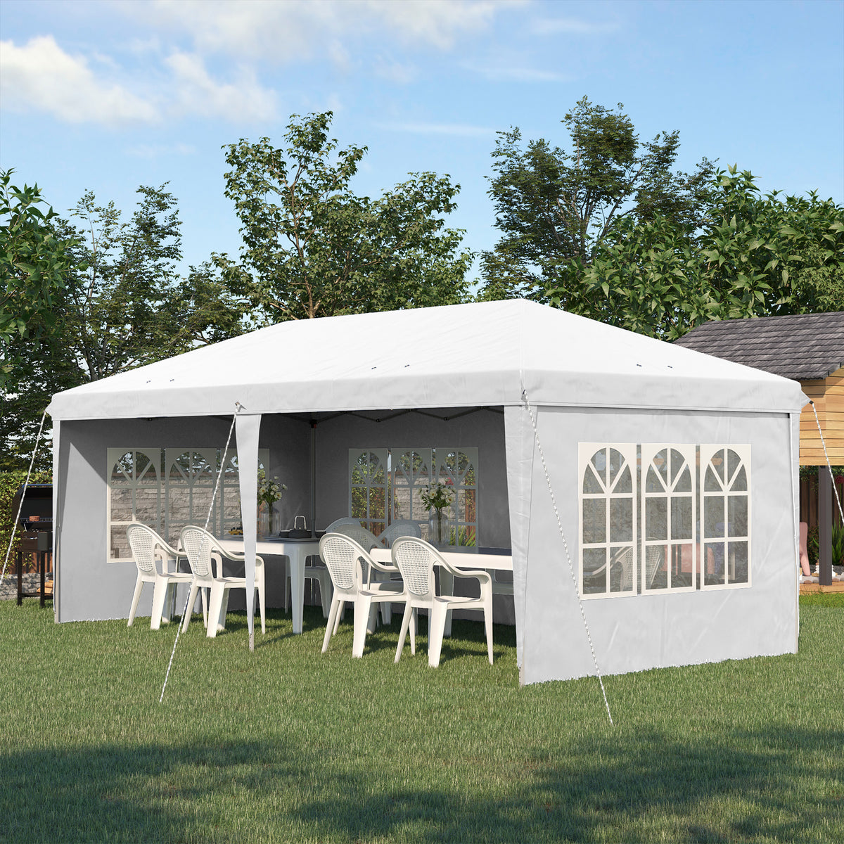 Carpa Plegable Outsunny 585x295x270 Cm Blanco_1