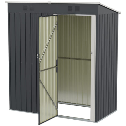Caseta De Jardín Outsunny Acero Galvanizado Gris Oscuro 163x90x179 Cm_3