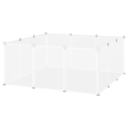 Valla Para Animales Pequeños Pawhut Blanco 105x105x45 Cm_0