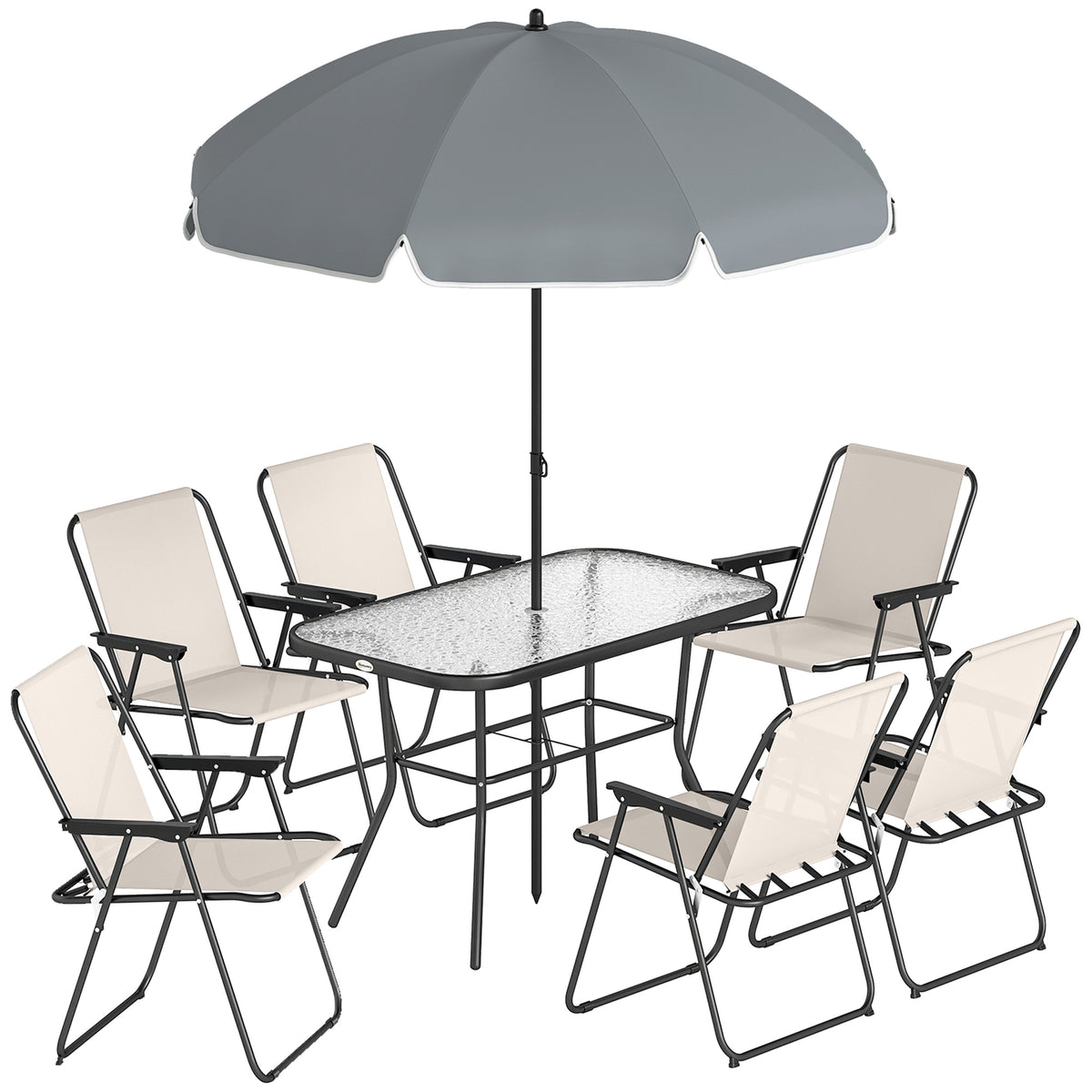 Conjunto De Jardín Outsunny Acero, Textilene Crema 119x68x70 Cm_0