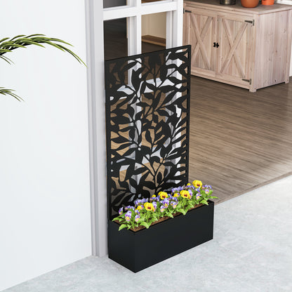 Jardinera Exterior Outsunny Metal Negro 61x23x113 Cm_4