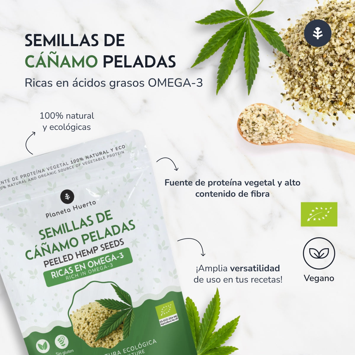 Semillas de cáñamo pelado ECO Planeta Huerto 400 g