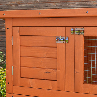 Conejera De Madera Exterior Techo Abrible Pawhut 90x45x90 Cm Natural_4