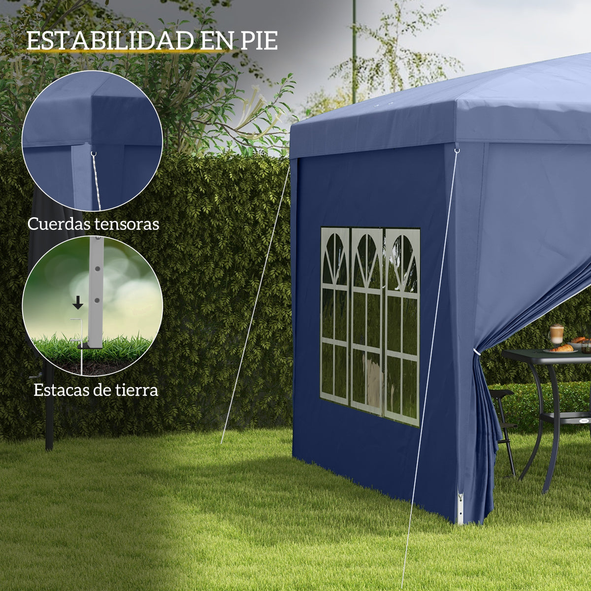 Carpa Plegable Outsunny 295x295x258 Cm Azul_5