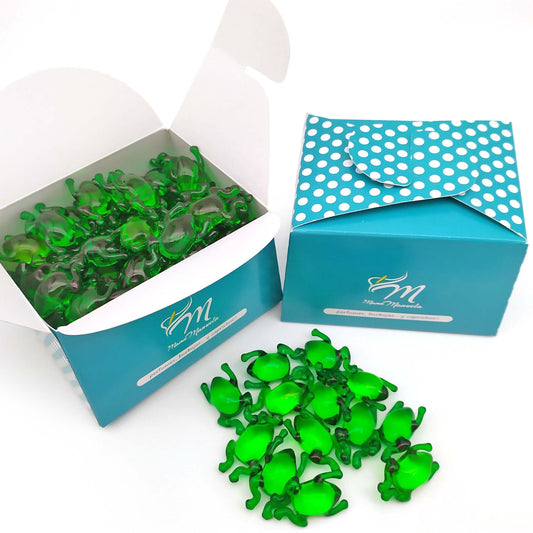 Caja Regalo 70 Perlas De Baño Con Aroma A Manzana - Con Aceite De Soja - Hidrata, Suaviza Y Perfuma La Piel - Forma Rana_0