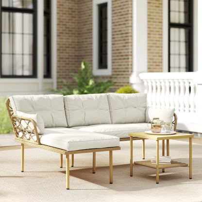 Muebles De Jardín Outsunny Acero, Pe Crema 190x130x80 Cm_4