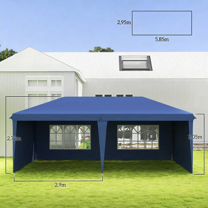 Carpa Plegable Outsunny Tela Oxford, Acero Azul 585x295x272 Cm_2