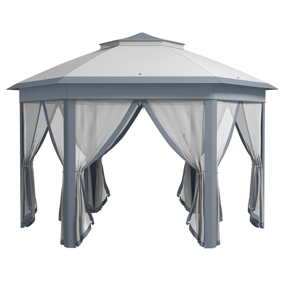 Carpa Plegable Outsunny Poliéster, Metal Gris 405x340x285 Cm_0