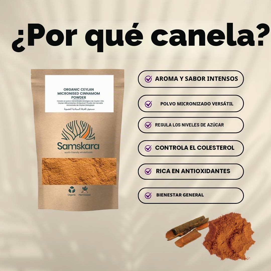 Canela De Ceilán En Polvo Bio - 300g (2 X 150g Envases Retail) | Superalimento Ecológico Vegano Para Batidos, Smoothies_2