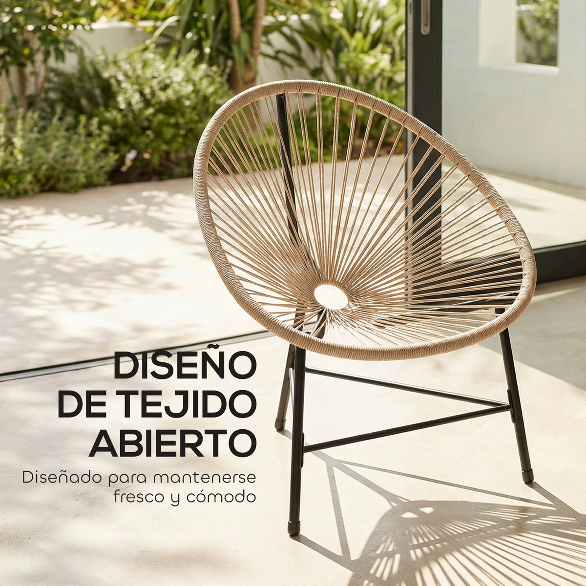 Conjunto Sillas Ratán Outsunny Ratán Pe, Acero Madera Natural 72x68x81 Cm_5
