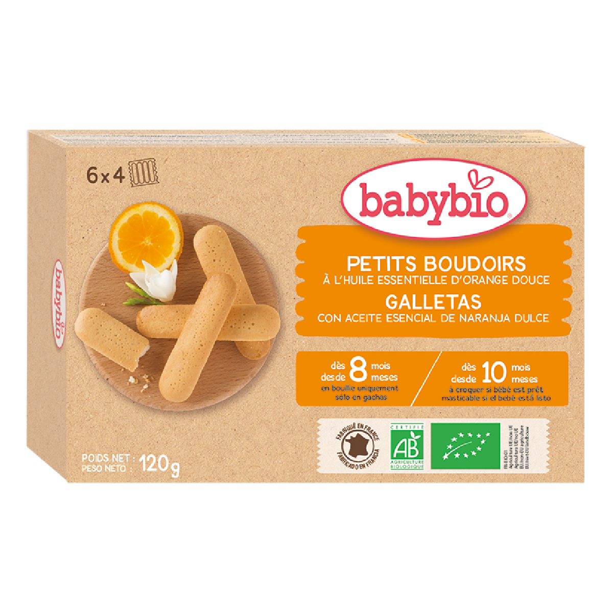 Galletas Bio Dentición sabor Naranja para bebés Babybio 120 g