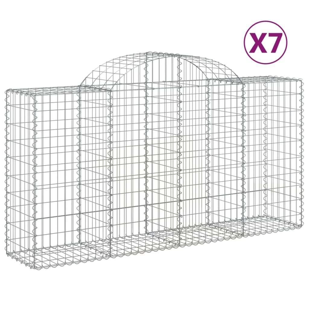 Cestas De Gaviones 7 Uds Forma De Arco Hierro 200x50x100/120 Cm_0
