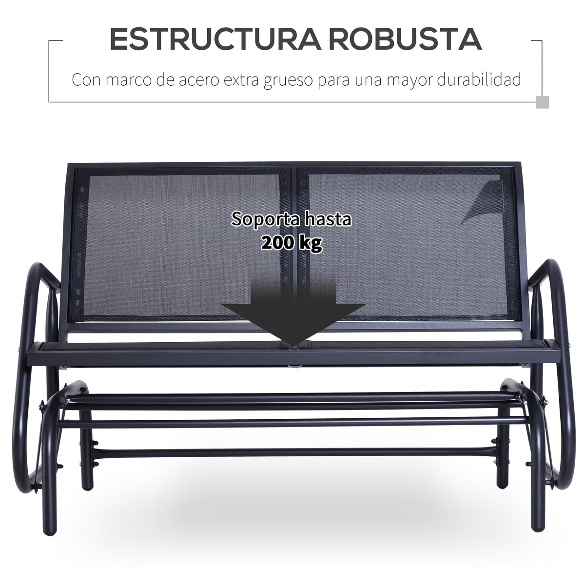 Banco Balancín Outsunny Black 120x70x85 Cm Metal_5