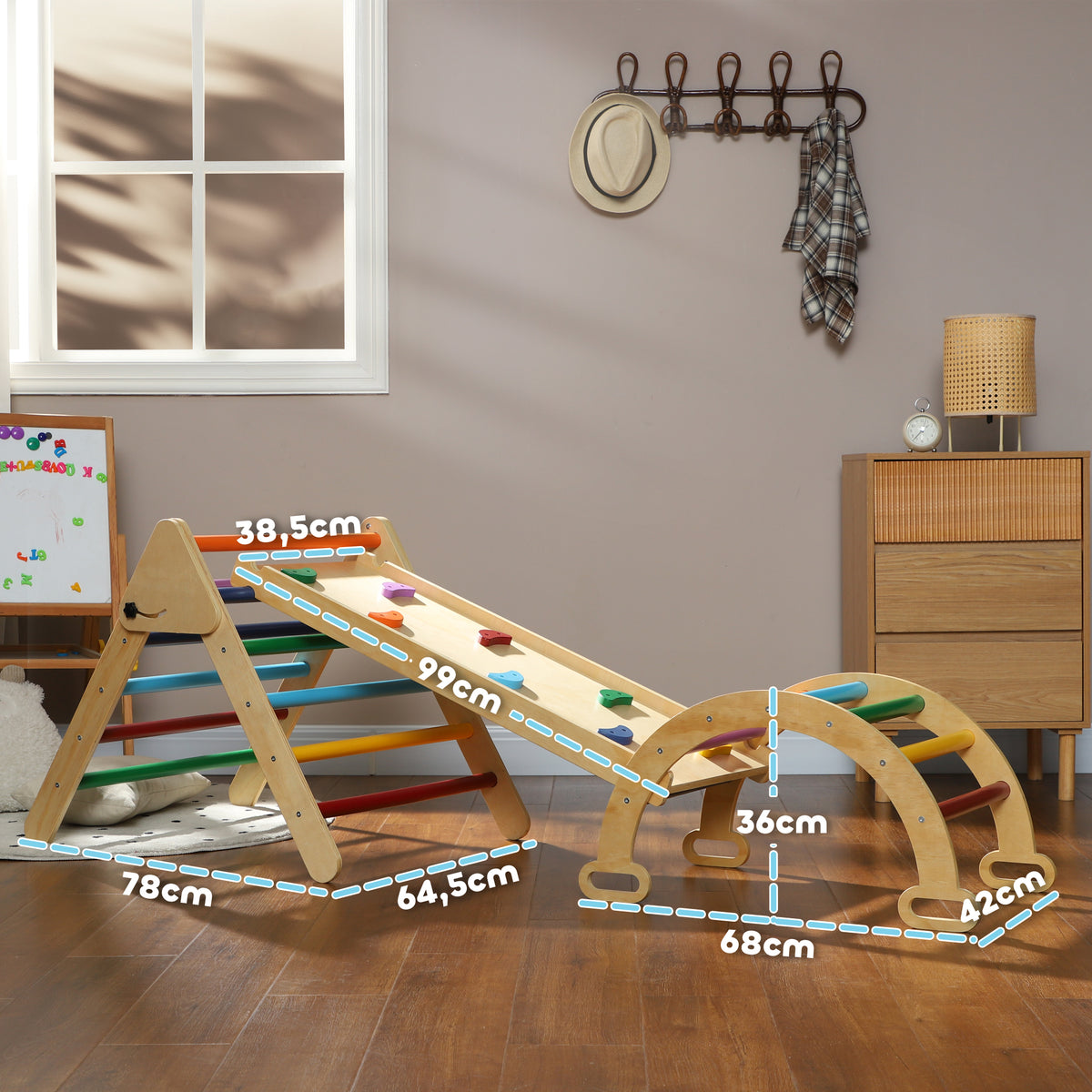 Escalada Para Niños Aiyaplay Madera De Pino Multilaminada Multicolor 178x64.5x63 Cm_2