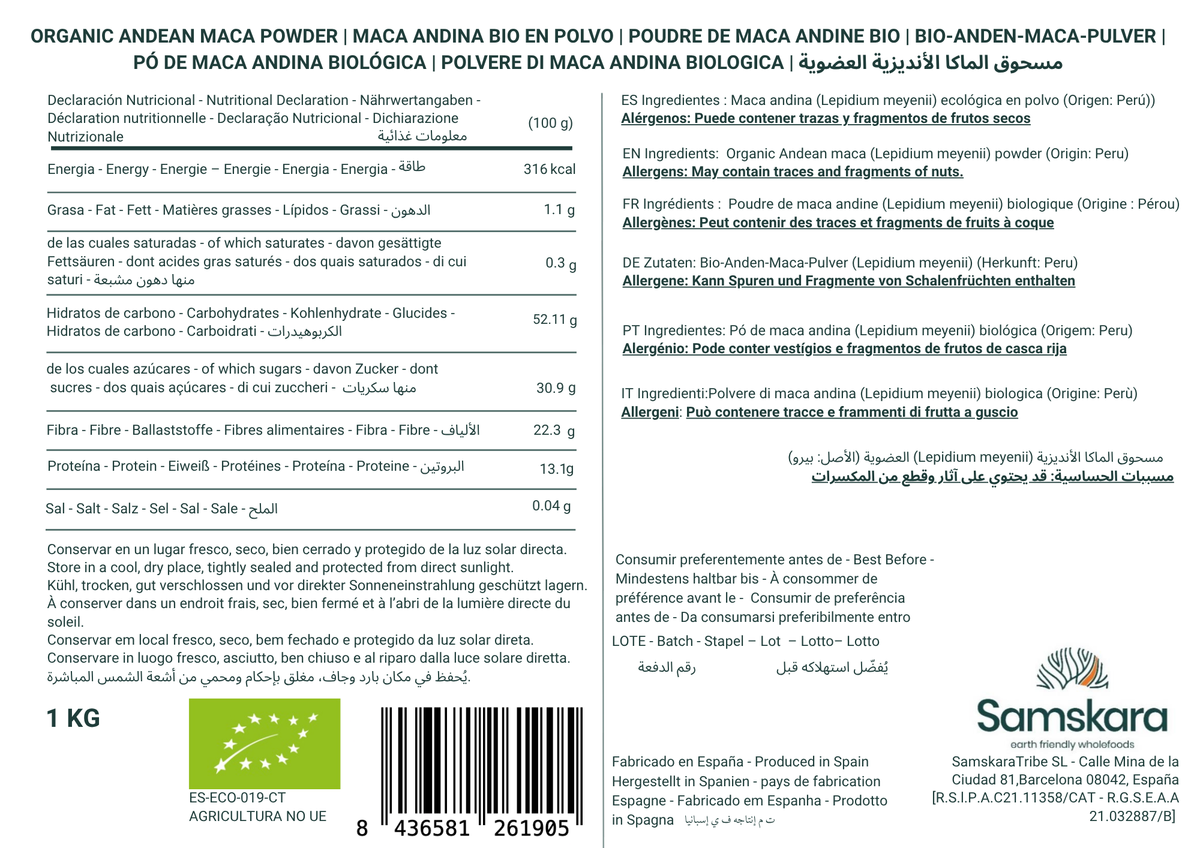 Maca En Polvo Bio - Pack 2 X 1kg (2 Envases Retail) | Superalimento Ecológico Vegano Para Batidos, Smoothies Y Zumos_1