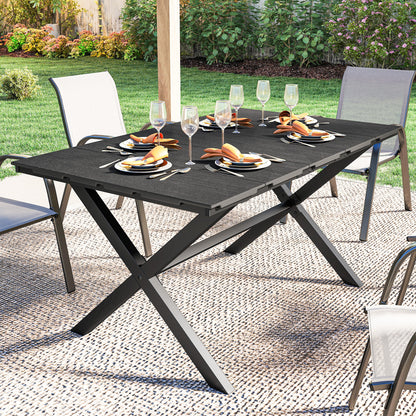 Mesa Comedor Jardín Outsunny Hdpe, Metal Negro 150x90x74 Cm_3