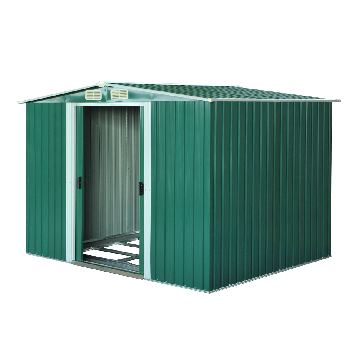 Cobertizo Jardín Con Puertas Correderas Outsunny 258x206x178 Cm Verde_0