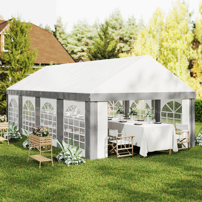 Carpa Para Fiesta Outsunny Acero, Pe Gris Y Blanco 797x397x310 Cm_3
